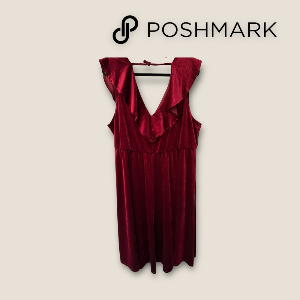 Torrid Velvet Ruffle Dress Midi Wrap Burgundy‎ Size 3
